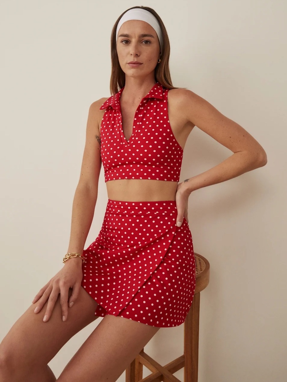 Reformation Ecomove Active Two Piece Set Polka Dots RARE XS